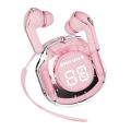 Transparent Pink Air 39 Airpods Earbuds for Girls Bluetooth 5.3 Crystal Stereo Earphones Case. 