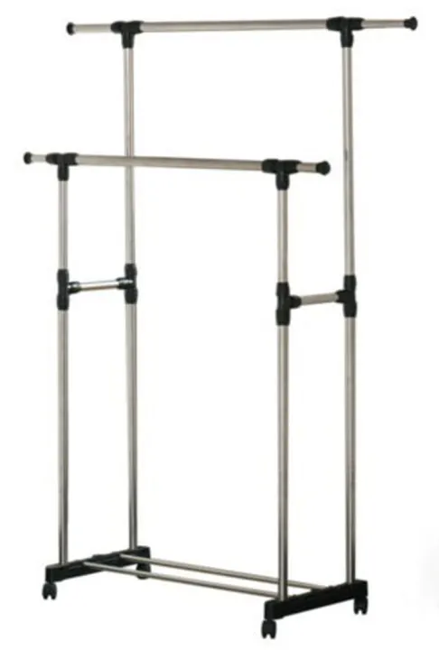 Cloth%20hanging%20stand%20Double%20Pole%20Portable%20Cloth%20Rack%20Cloth%20Drying%20Stand%20Stainless%20Steel%20With%20Wheels%20-%20Image%203