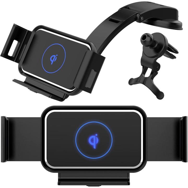 Wireless Car Z Fold 3 Holder,15W Qi Fast Charging Car Holder Mount for Air Vent and Dashboard,Compatible with Samsung Galaxy Z Fold 3/2/1,iPhone 13/12/11 Series (Black-S2)