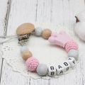 【VisioN Shop】Silicone Personalised Name Baby Pacifier Clips, Funny Pacifier Mouse Holder Baby, Baby Shower Gift BPA Free. 