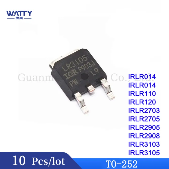 Lot 10 Pièces MOSFET IRLR2905Z / IRLR2908 TO-252 - 42A 55V Automobile Électronique