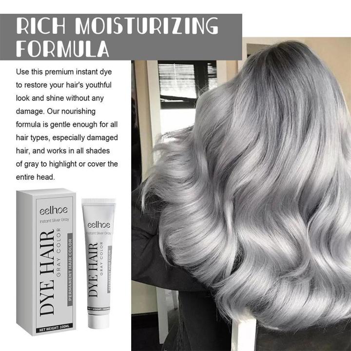 Hot Fashion Womens Dye Hair Cream Hair Color Permanent New Smoky Gray Punk Style Light Silver Grey Grandma Gray Hair Dye Product
