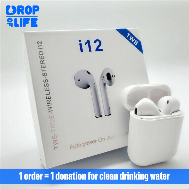 i7S i12 Double and Airpods Wireless Bluetooth Hand Free with Power Bank Pod Stereo Earphones White bluetooth ear phone for all cell phones use