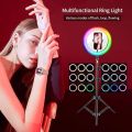 MJ18 45CM RGB LED Soft Ring Light with 3 Phone Holders and Remote Control with Different Color Modes and Brightness Level for Phone Camera, Selfie Live Stream, Video Shooting and Makeup (Without Stand). 
