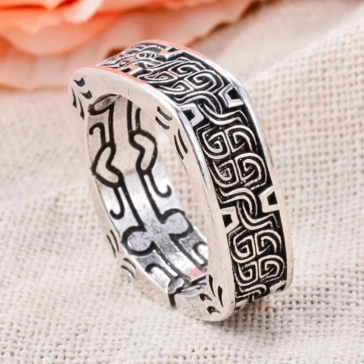 Promotion%20Jewelry%20Carving%20Pattern%20Square%20Design%20Retro%20Thai%20Sier%20Unisex%20Ring%20For%20Women%20Man%20Gifts%20Never%20Fade%20-%20Image%202