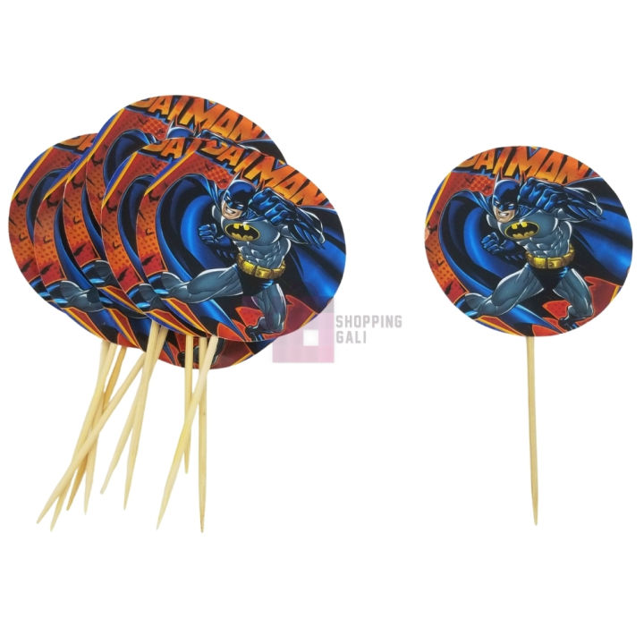 Batman Cupcake Toppers - 2.5 Inch - Batman Themed Party - Bkue - Boys - Pack Of 10