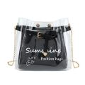 Women’s Transparent Chain Shoulder Bag Set, Jelly Handbag and Crossbody 2-Piece Fashion Purse Combo. 