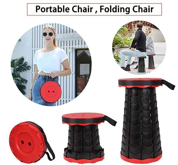 Portable Retractable Folding Stool, Telescoping Minimax Stool Seat Lightweight for Camping Fishing Hiking Indoor and Outdoor Travel