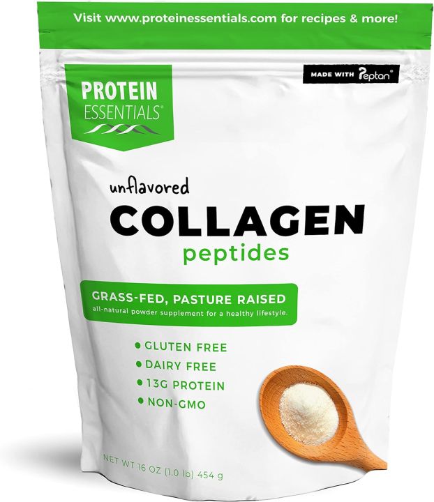 Protein Essentials Collagen Peptides Powder, Grass-Fed, Paleo & Keto Friendly, NonGMO & Gluten Free Unflavored 16 oz