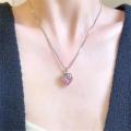 Hunts Best - New Fashion Pink Zircon Crystal Heart Necklace for Women - Sterling Silver Chain Pendant Necklace for Girls - Birthday Gift for Girls, Girlfriend, Bestie, Wife, Sister, Daughter and Mother.. 