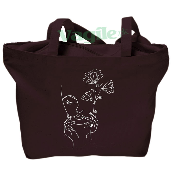 Vagile%20One%20Line%20Drawing%20Face%20with%20Flowers%20Tote%20l%20Aesthetic%20Tote%20Bag%20Durable%20Canvas%20Zipper%20Bag%20for%20Girls%20Large%20Capacity%20With%20Zipped%20pocket%20inside%20Gift%20Idea%20-%20Image%202