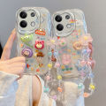 3D Kuromi Cartoon Phone Case For OPPO A38 A36 A35 A33 A32 A31 A52 A53S A54S A55 A56 A57 A58X With Wrist Chain Cute Bear Cover. 
