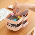 SP Dealz  Plastic Rotating Jewelry Organizer Box With Mirror Lid 4 Layer Creative Jewelry Storage Box For Earrings Ring Bracelet Lipstick (Abs, Multicolor, 11.2 X 11.2 X 12.2 Cm). 
