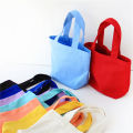 Z01 bento bag solid color canvas small cloth bag hand-held canvas bag lunch box cosmetic bag clutch bag storage bag small bag. 