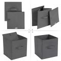 Foldable Fabric Storage Box Square Bins Cloth Organizer Storage Baskets Folding Nursery Closet Drawer Features Dual Handles. 