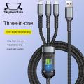100w Fast Charging Cable 3-in-1 Fast Charging Cable with Type-c Micro Usb Connectors Multi Charger Cable for Universal Devices Nylon Braided Buyers' Choice Fast Charging Data Cable. 
