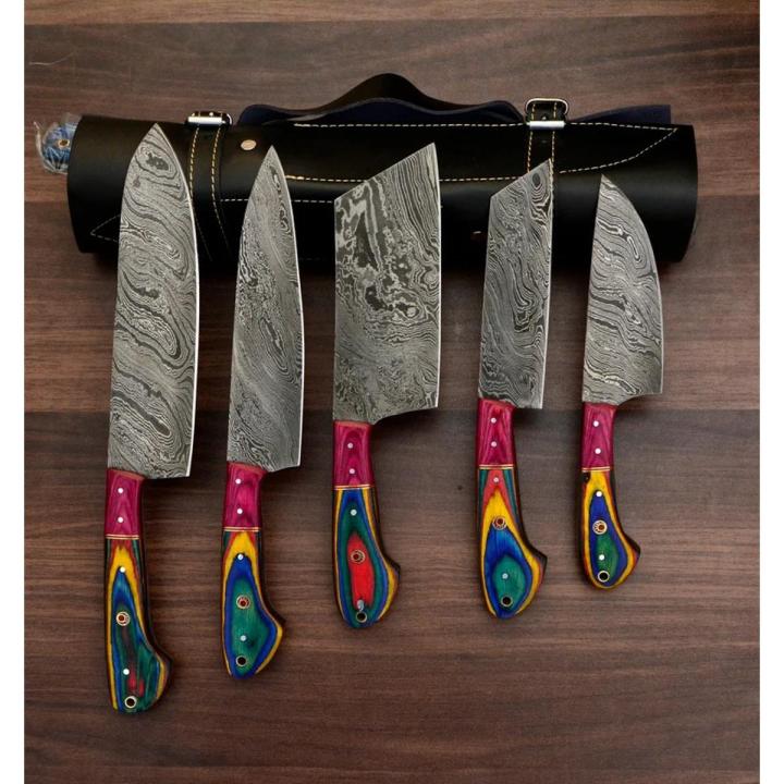 Damascus Chef's Knife Set of 5 BBQ Knife Kitchen Knife