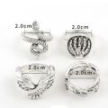 ARGETR Personality Vintage Unisex Geometry Fashion Jewelry Exaggerated Square Man Ring Snake Ring Korean Style Ring Punk Ring.