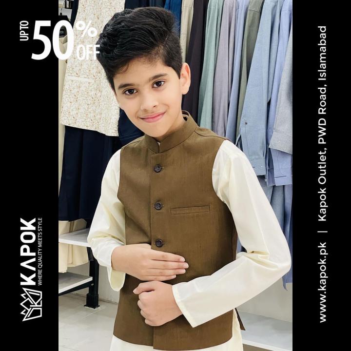 Caramel Waistcoat for Boys | Kapok Kids