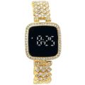 Diamond Touch Screen LED Watch For Ladies | Stainless Steel Chain in Round Dial For Girls | Wristwatch For Women in Square Dial Shape. 