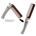 1 Pcs Men Folding Pocket Comb Knife Shape PP Teeth Detangling Hair Beard Comb Metal Handle Foldable Combing Facial Mustache Comb. 