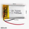 3.7V 400mAh 702030 lithium polymer lipo Rechargeable battery Lion for MP3 MP4 GPS bluetooth headset camera 7*20*30mm. 