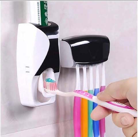 Automatic Toothpaste Dispenser + 5 Toothbrush Holder Set Wall Mount ...