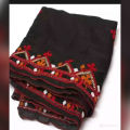 Sindhi embroidered black ajrak chadar for ladies crinkle stuff. 