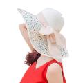 Duang Duang Women Colorful Big Brim Straw Bow Hat Sun Floppy Wide Brim Hats Beach Cap. 