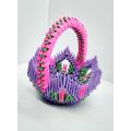 Hand Made 3D Origami Flowers Basket. 