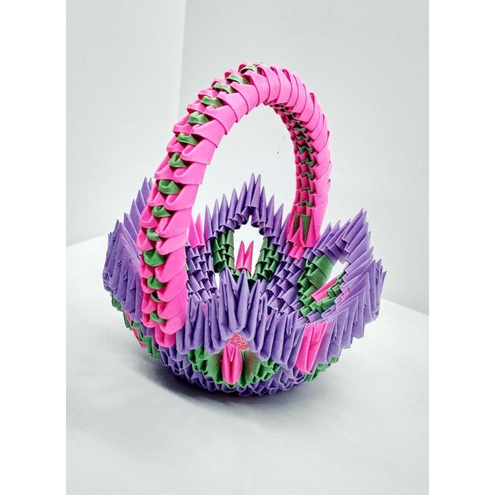 Hand Made 3D Origami Flowers Basket