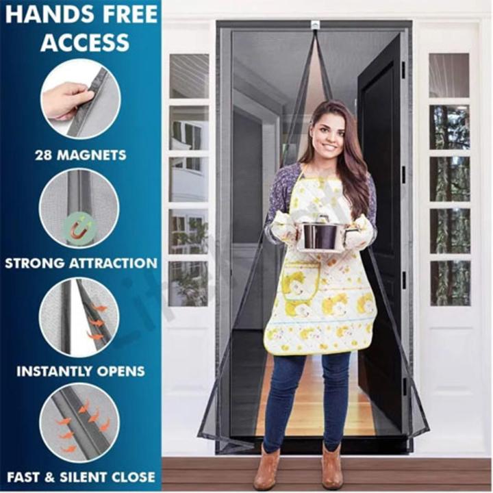 New Imported Deluxe Hands Free Magnetic Screen Door, Mesh Curtain Keeps Bugs Out Magic Mesh in pakistan