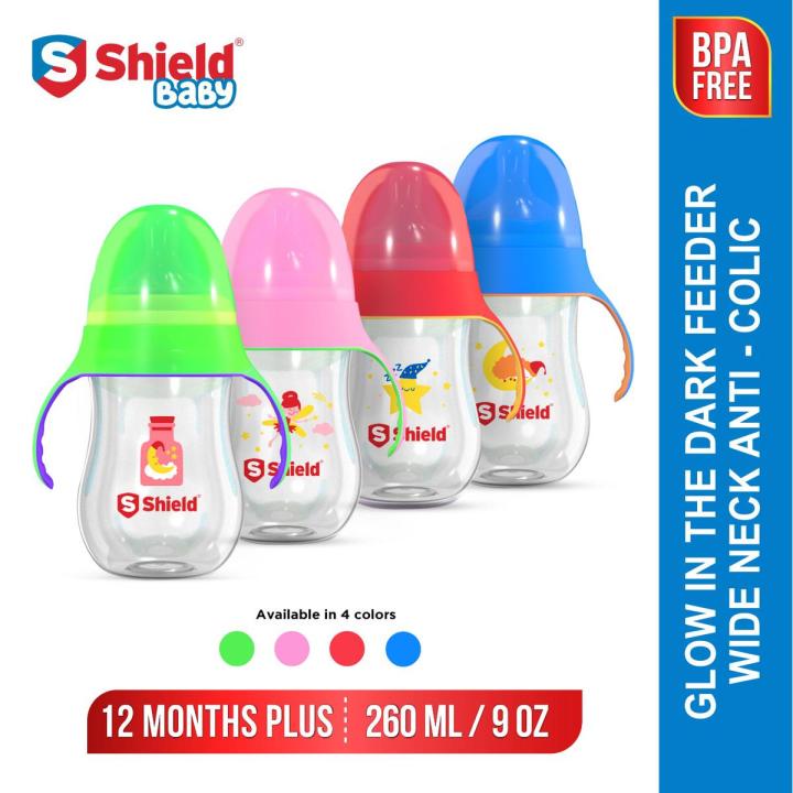 Shield - Glow in the Dark Feeder 260ml with Handle, BPA Free and Anti-Colic Multicolor