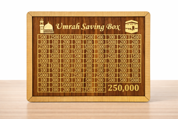 Umrah Saving Box Wooden | 250,000 Rupees Collection Box | Islamic Money ...