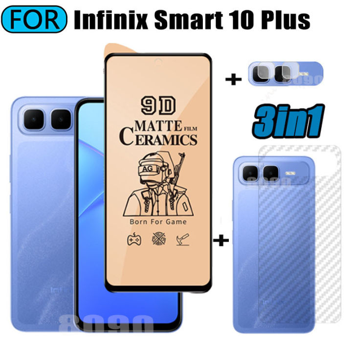 3 IN 1 Infinix Smart 10 Plus Tempered Glass Matte Gaming Screen Protector for Infinix Smart 10 Smart 10 HD Ceramic Matte Screen Protector