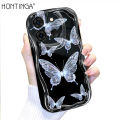 Hontinga for Infinix Smart 7 Tecno Spark Go 2023 Pop 7 Pro Back Cover Beautiful Butterfly Cream Texture Phone Case Wavy Edge Soft Silicone Cover. 