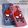 For Vivo V20 2021 Cartoon Spper Hero Spiderman Spider Man Side Design Phone Case Square Edge Pattern Liquid Silicone Casing Full Cover Camera Shockproof Protection Case. 