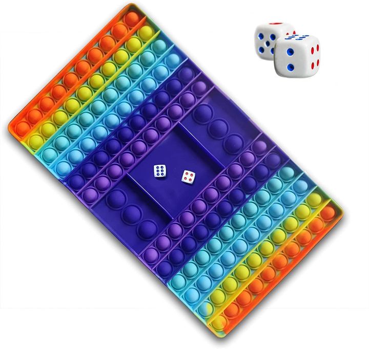 Big Size Pop It Fidget Toys Rainbow Popit Table Board Game Bubble Push Chess Board Stress Relief Toy for Children Kids Family