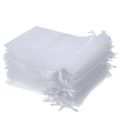 100 Pieces 4 by 6 Inch Organza Gift Bags Drawstring Jewelry Pouches Wedding Party Favor Bags (White&Aqua Blue). 