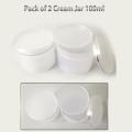 pack of 2 Empty Cosmetic Containers Cream Pot Jar Refillable plastic 100ML. 