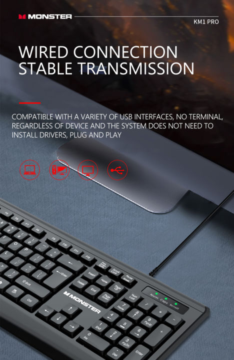 MONSTER%20Airmars%20KM1%20USB%20Wired%20Keyboard%20Concave%20Convex%20Key%20Cap%20Design%20-%20Black%20-%20Image%204