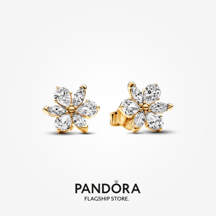 2024 Pandora 14K Gold Plated Sparkling Herbarium Cluster Stud Earrings