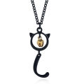 Women Fashion Necklace Hook Ladybug Fox Tail Hanging Bell Black Cat Pendant Necklace. 