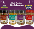 Mukhwas - Pack of 4 - Export Premium Quality White Rose, Yellow Ribbon, Rajistan & Shahi Darbar Mouth Freshener Pan Masala. 