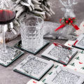 Crystal Glass Coasters Holder Round Durable Heat Resistant Coaster Tea Coffee Drink Mug Mat Table Placemat Decorative Tray. 