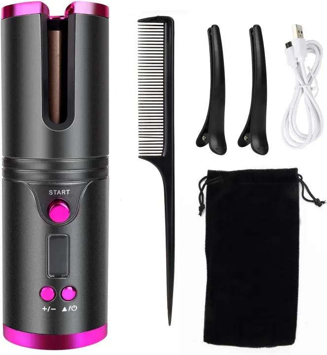 Cordless%20Hair%20Curler,%20Automatic%20Hair%20Curling%20Iron,%20Heatless%20Hair%20Rotating%20Curler%20with%203%20Temperature%20&%20Timer%20Settings,%20Portable%20Rechargeable%20Rotating%20Ceramic%20Curling%20Fast%20Heating%20-%20Image%202