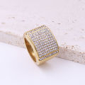 Wholesale Jewelry Designer Hiphop Custom Bling Stainless Steel Jewelry Fashion Crystal iced out Stone Ring Plated Gold For Man. 