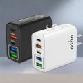 Fast Charging Protocol 65W PD Multi-port Fast Charger - PD And 3 USB Ports Adapter For All Phones Fast Charging. 