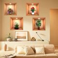 Pack of 4 Removable Self-Adhesive Wall Stickers - Home Decor Decals with Plants, Flowers - Western Wall Art for Living Room and More. 