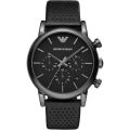 Emporio Armani Wrist Watch For Men Quartz Black Leather Strap Black Dial 41mm Watch AR1737. 